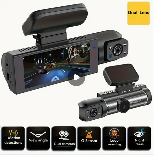 Dash Cam For Cars, 1080p HD Dual Dash Cam for Cars – Dashboard Camera Recorder, Front & Cabin Coverage with IR Night Vision, Wide-Angle, 3.16"" IPS Display, Loop Recording & App Control